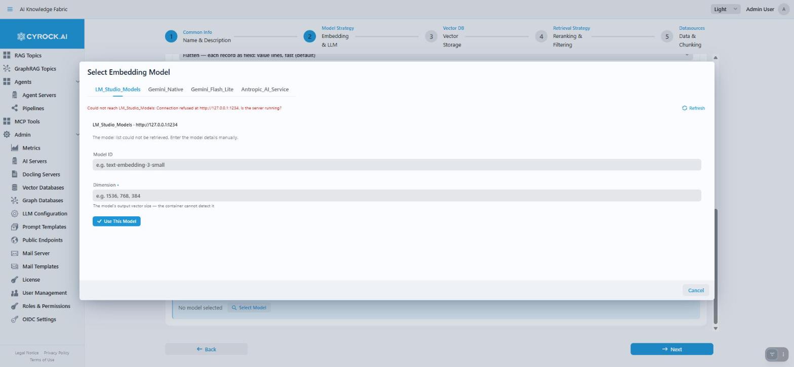 The Embedding Dimension dialog, pre-filled with the model’s native size