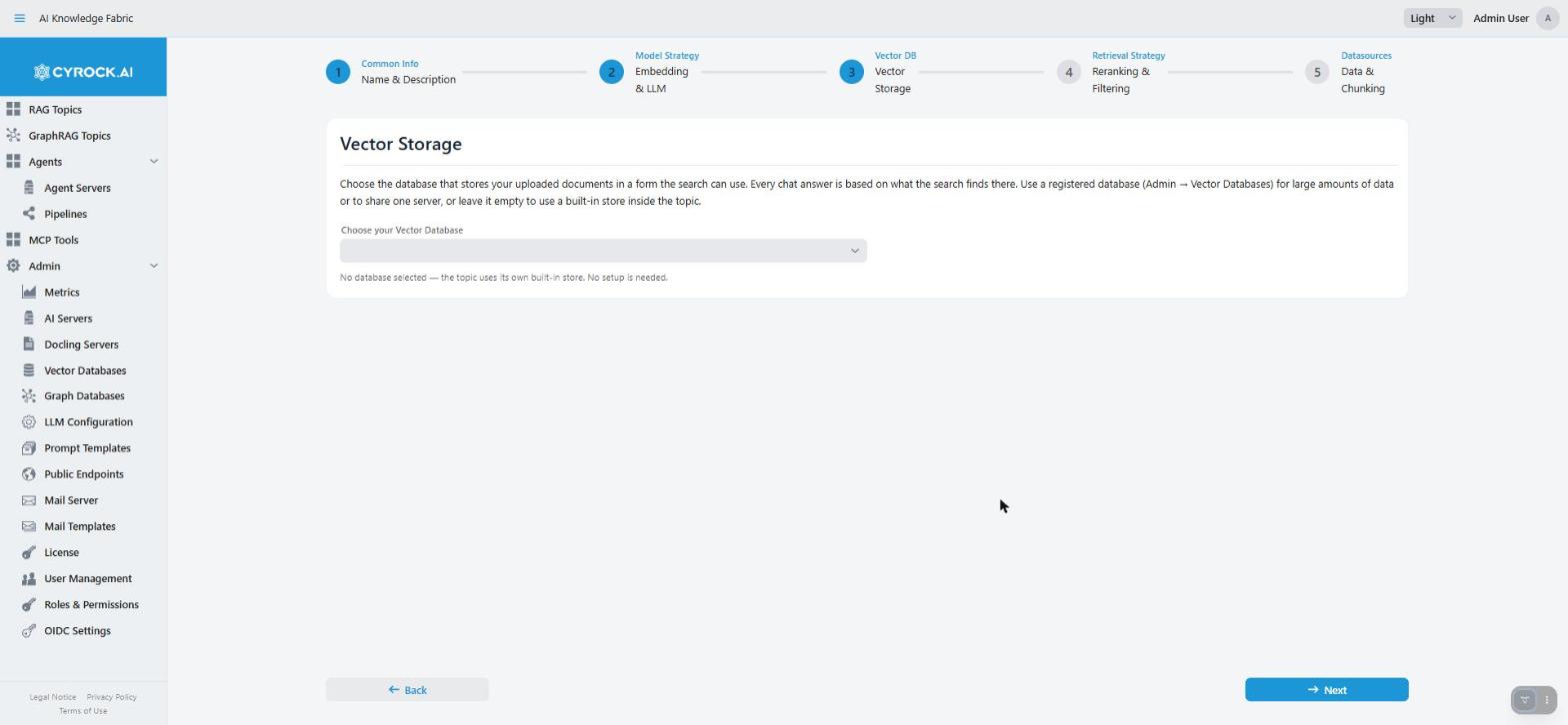 Step 3: a single Choose your Vector Database dropdown